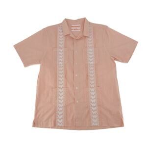 Whataburger Embroidered Guayabera Short Sleeve Shirt Mens Medium Orange Check